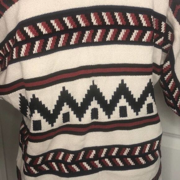 Forever 21 Chunky Grandpa Sweater Cream, Navy, and Red Size Small - Picture 5 of 12